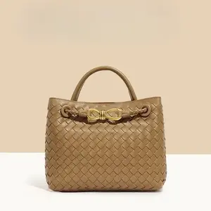 Hand-woven Large-capacity Handbag 2026New PU Leather Shoulder Messenger Women's Bag