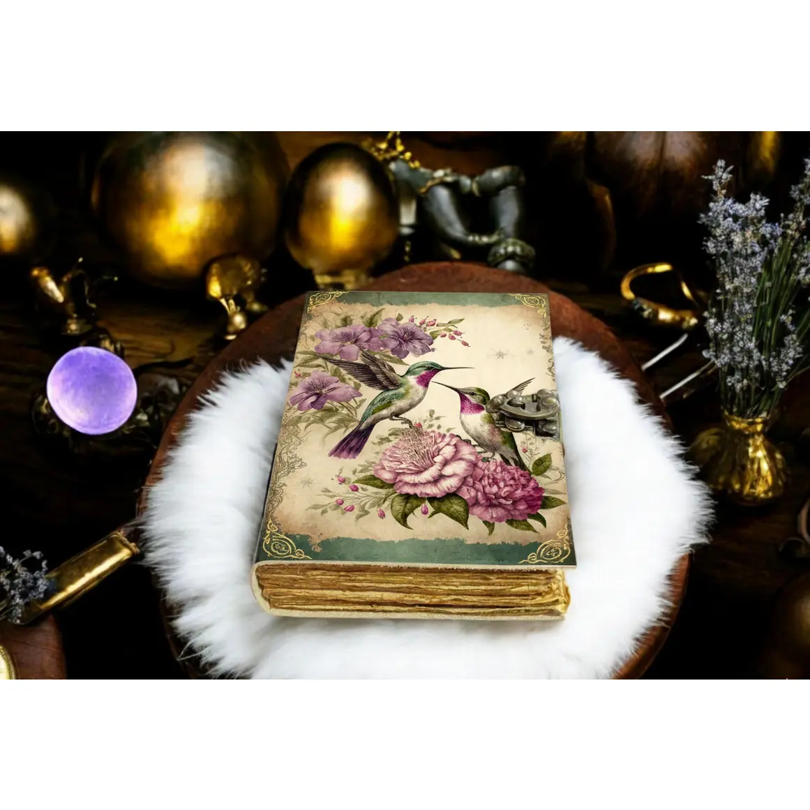 Hummingbird Leather Journal Handmade Grimoire