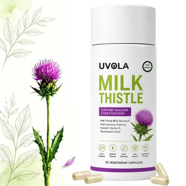 Uvola Milk Thistle Supplement, 80% Silymarin Liver Support Formula, 90 Capsules