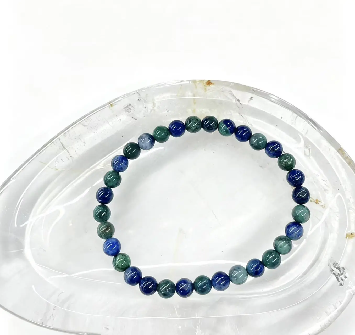 Beaded Azurite Bracelet for Women, 6mm Round Handmade Healing Natural Crystal Bracelets & Anklets, Elegant Stretch Jewelry Gift, Unique Beads, Handcrafted, Natural Azurite, Calm And Clarity, Azurite Gemstones, Elegant Handmade Jewelry