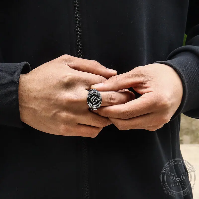 GTHIC Mason Symbol Skull Stainless Steel Ring Statement Jewelry for Men Women Daily Wear Birthday Gifts