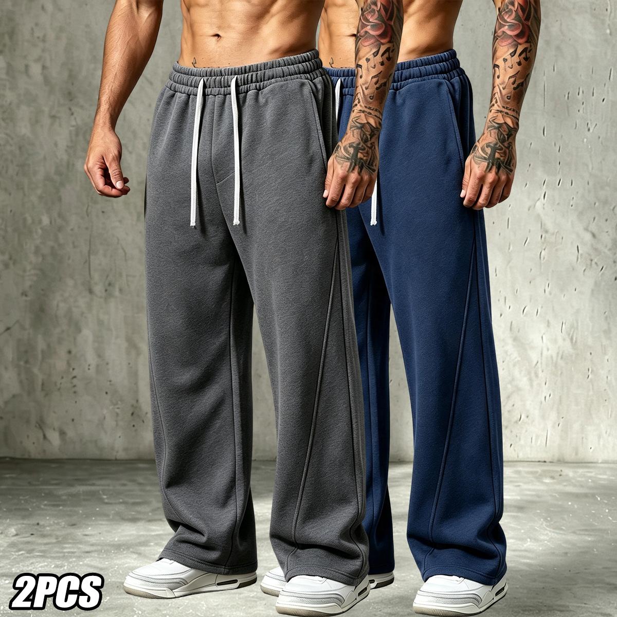 JOGWAVE Men's Fleece-Lined Loose-Fit Cotton Casual Athletic Trousers, Drawstring Machine Washable Men's Pants for Autumn-Winter Jogging, Streetwear