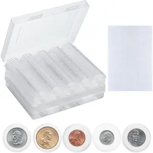 240 count 30mm Plastic  Capsule Holder, 5 Sizes Protect Gasket  Case for Collectors, Round  Collecting Supplies with Storage Box