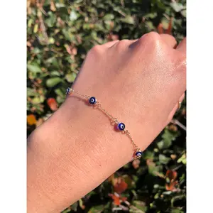 14K Yellow Gold Evil Eye Bracelet