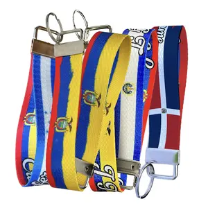 Ecuador Flag Keychain Collection - Personalized Name Nylon Key Fob - Custom Durable Wristlet Keychain
