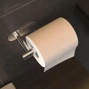 Adhesive Mounted Toilet Paper Holder, Stainless Steel Bathroom Tissue Roll Holder, Silver Rust Resistant Waterproof Toilet Paper Dispenser, Easy No Drill Install, Modern Durable Space-Saving Design, Bathroom Accessory