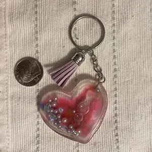 Shaker resin heart keychain Metal Coating
