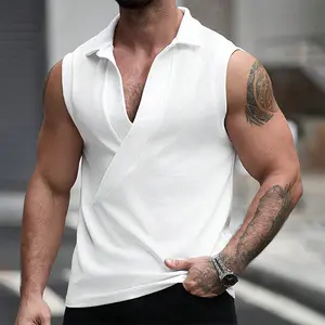 Men's Sleeveless Knit Vest, Casual V-Neck Slim Fit Tank Top, Stylish Cross Wrap Pullover for Daily Wear