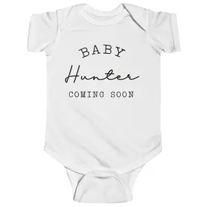 Personalized Announcement Baby Onesie with Name - Vintage Bodysuit - Coming Soon Onesie