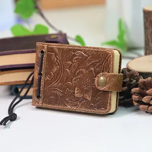 Leather Mini Embossed Notebook, 88 Pages/176 Sheets, Hard Cover Travel Diary, Vintage Pocket Journal, Daily Office Business Notebooks, Hardcover Notebooks