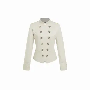 Cider Cotton-blend Stand Collar Double Breasted Jacket With Metal Detail
