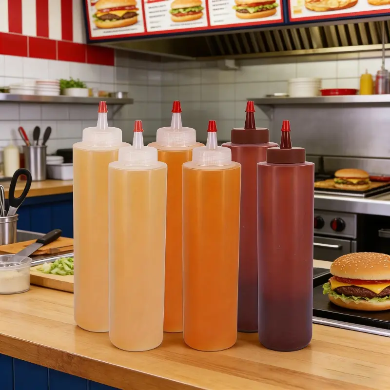 3/6pcs Food Grade 8oz Squeeze Bottle, Easy Dispensing for Ketchup Mustard Salad Dressing, Kitchen Seasoning Containers with Lids