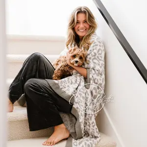 Luxe Wearable Blanket | Grey Beige Leopard