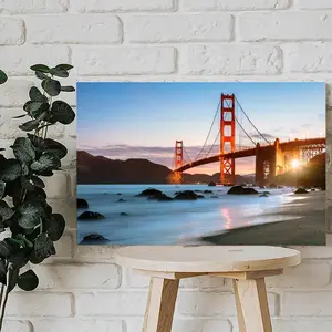 Golden Gate Bridge Dawn Aesthetic Wall Art, Wonderful Canvas Poster for Girlfriend/Boyfriend, Premium Quality, Beautiful Gift Idea for Home
