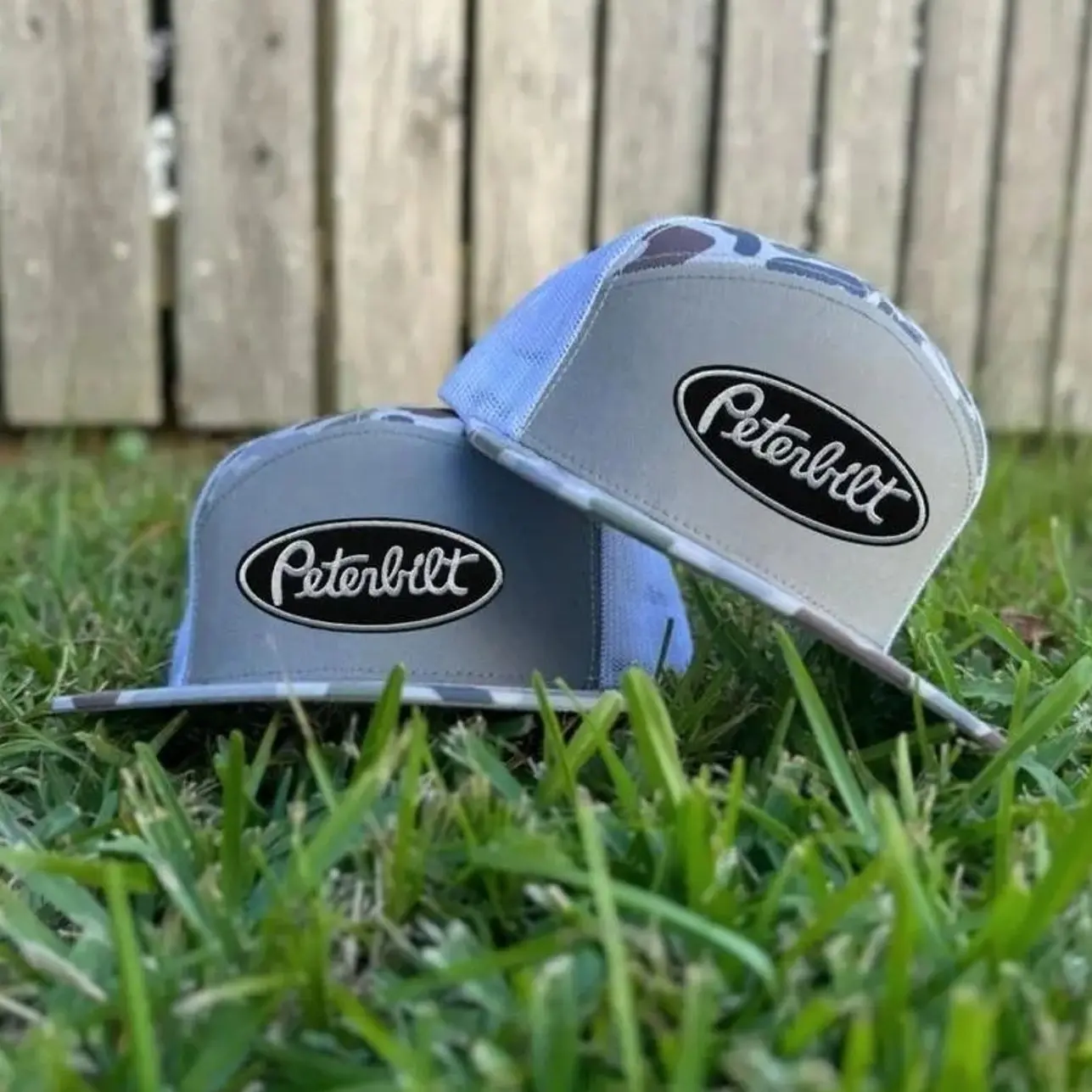 Vintage Peterbilt 7 Panel Trucker Hat – Old School Embroidered Snapback, Black/White/Khaki/Brown Mesh Back Cap