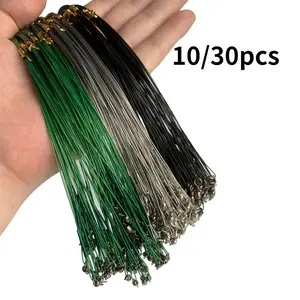 Anti Bite Steel Fishing Line Steel Wire Leader With Swivel Fishing Accessory Lead Core Leash Fishing Wire 15cm 20cm 25cm 30cm Mixed Color