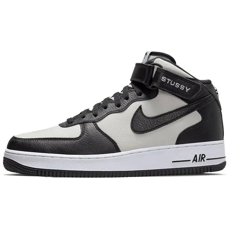 Nike X Stussy Air Force 1 Mid Black White' Classic Skate Shoes Unisex DJ7840-002