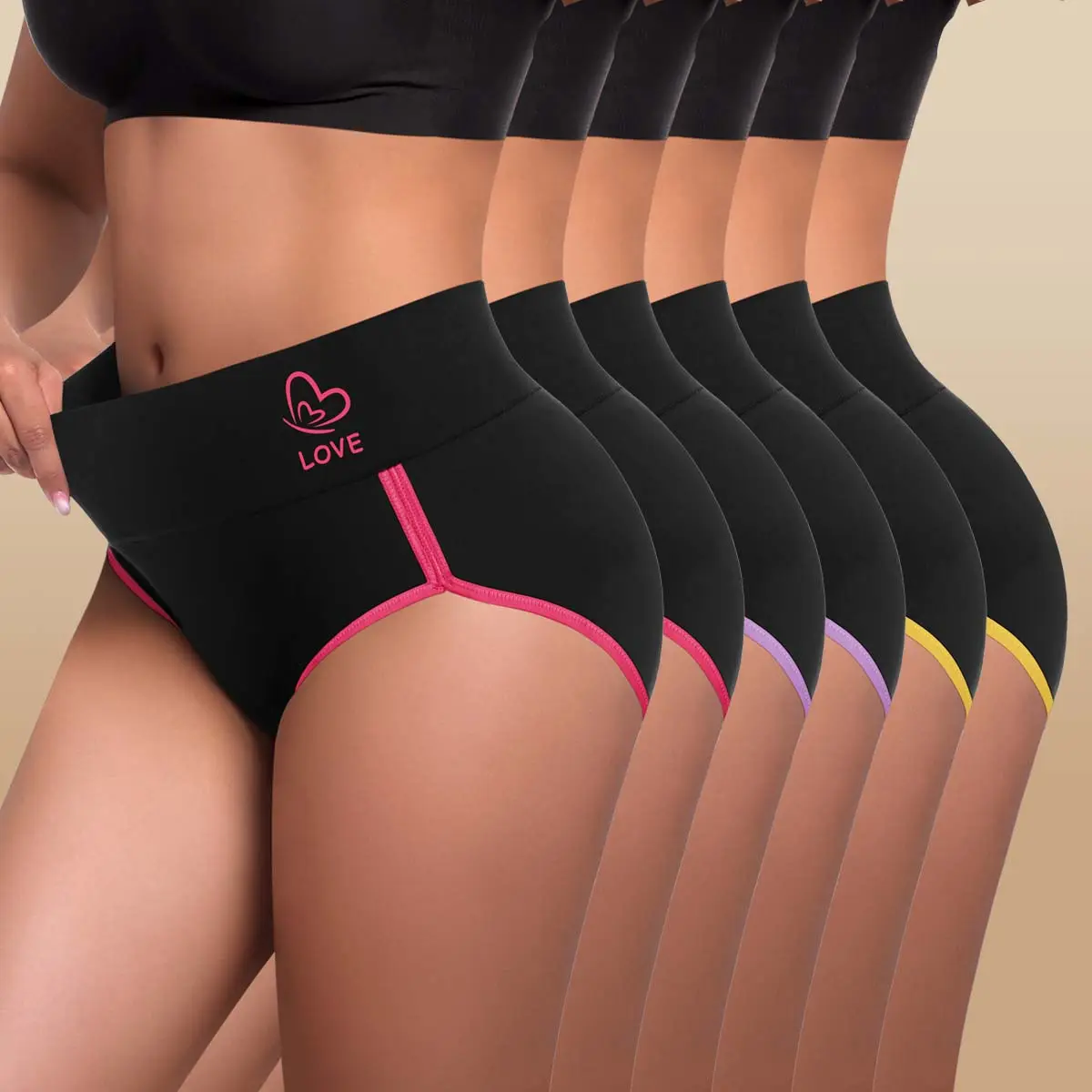 Morelect Women's High-Waist Brief Cut Panties - 4/6/8 Pcs Multiple Packs - Butterfly & Letter Print Polyamide-Elastane - Breathable Soft All-Season Daily Wear Underwear - Ideal for 50+ Women, Mother's Day Gift,sohochic