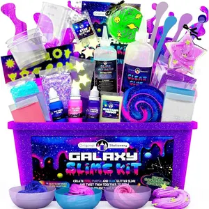Galaxy Slime Kit for Kids Ages 8–12, DIY Space Slime Set with Glow-in-The-Dark Stickers & Galactic Glitter, Fun Cosmic Craft for Creative Play, Easter Gift for Boys & Girls