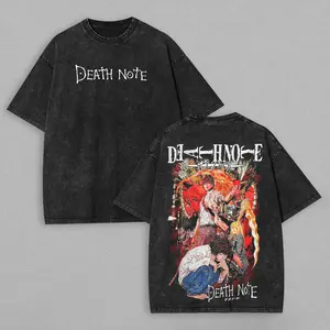 Japanese hot Anime Death Note washed t shirt Retro Fashion personality Clothes Year round clothing 1Oversized Unisex hot product
