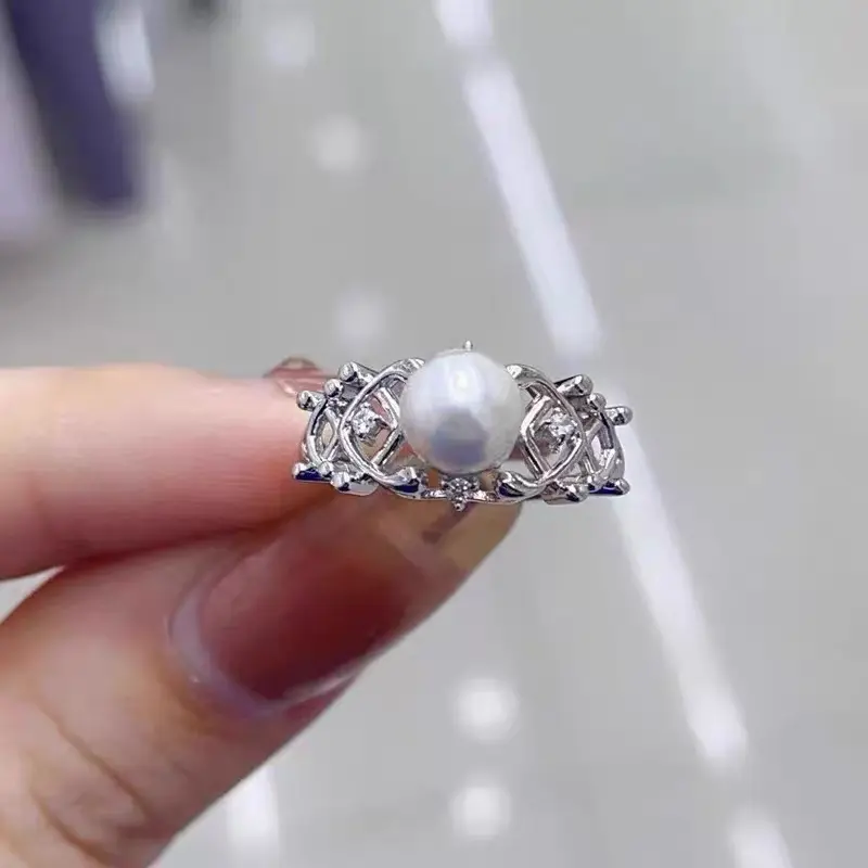 NO.51-European-style vintage cross-shaped pearl ring