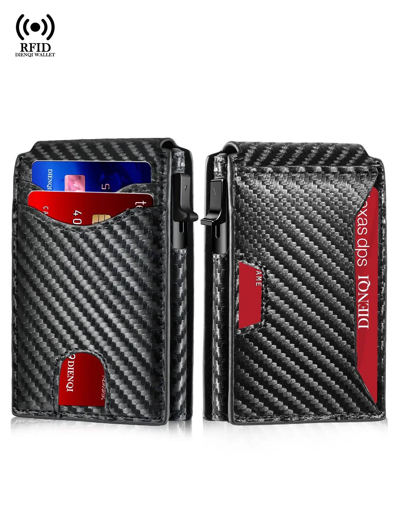 New Outings in Spring and Summer Travel RFID Blocking Business Bank Credit Card Holders Magnetic Carbon Fiber Pattern Smart Wallet Slim Thin Card Case Minimalist Wallet Purse Walet Bag,Daily Use,Gift for Men,Valentine's Day