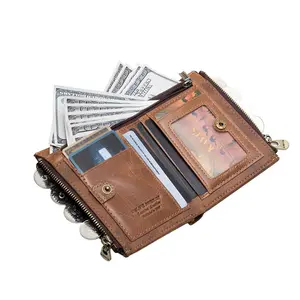 1pc Short Genuine Leather Wallet, anti scanning protective money clip, multi functional card holder, compact coin purse integrated design, stylish everyday pouch for young adults, portable practical accessory for daily commuting