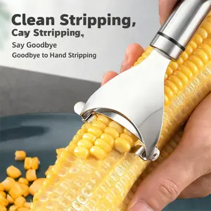 2PCS Kitchen Stainless Steel Corn Sheller, Manual Household Corn Dehusker, Fruit and Vegetable Corn Cutter Tool