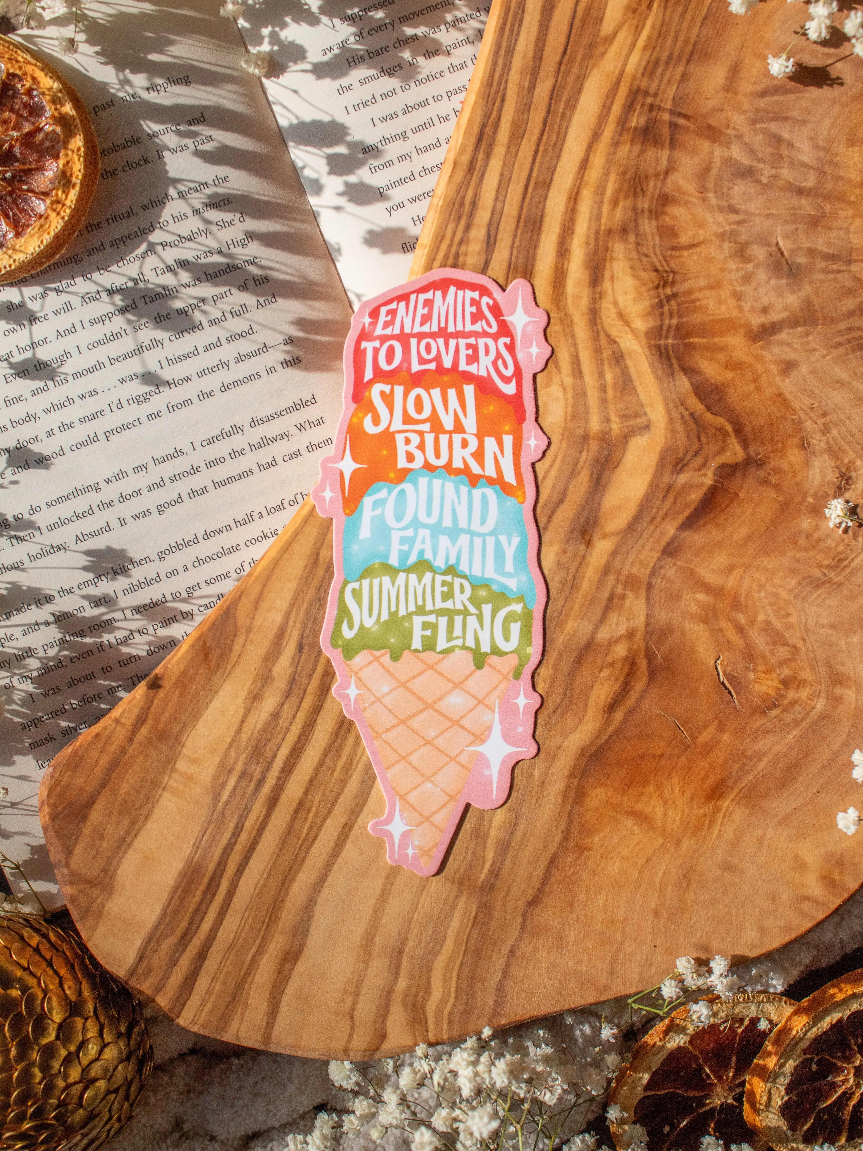Book Trope Ice Cream Die-Cut Bookmark for Romance Booktok Readers