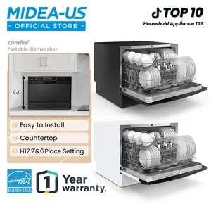 COMFEE’ Portable Mini Dishwasher, Energy Star, Countertop, 6 Place Settings, 8 Washing Programs, Speed, Baby-Care, ECO& Glass, Durable Multifunction for Dorm, RV& Apartment, White, Spring Glow Up, Gift