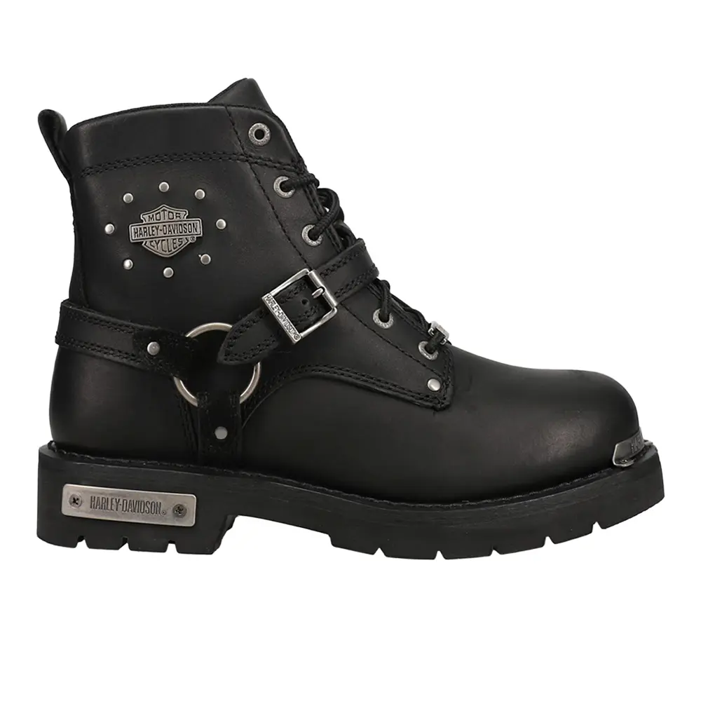 HARLEY-DAVIDSON FOOTWEAR Womens Becky Studded Motorcycle Casual Boots Ankle Low Heel 1-2" - Black