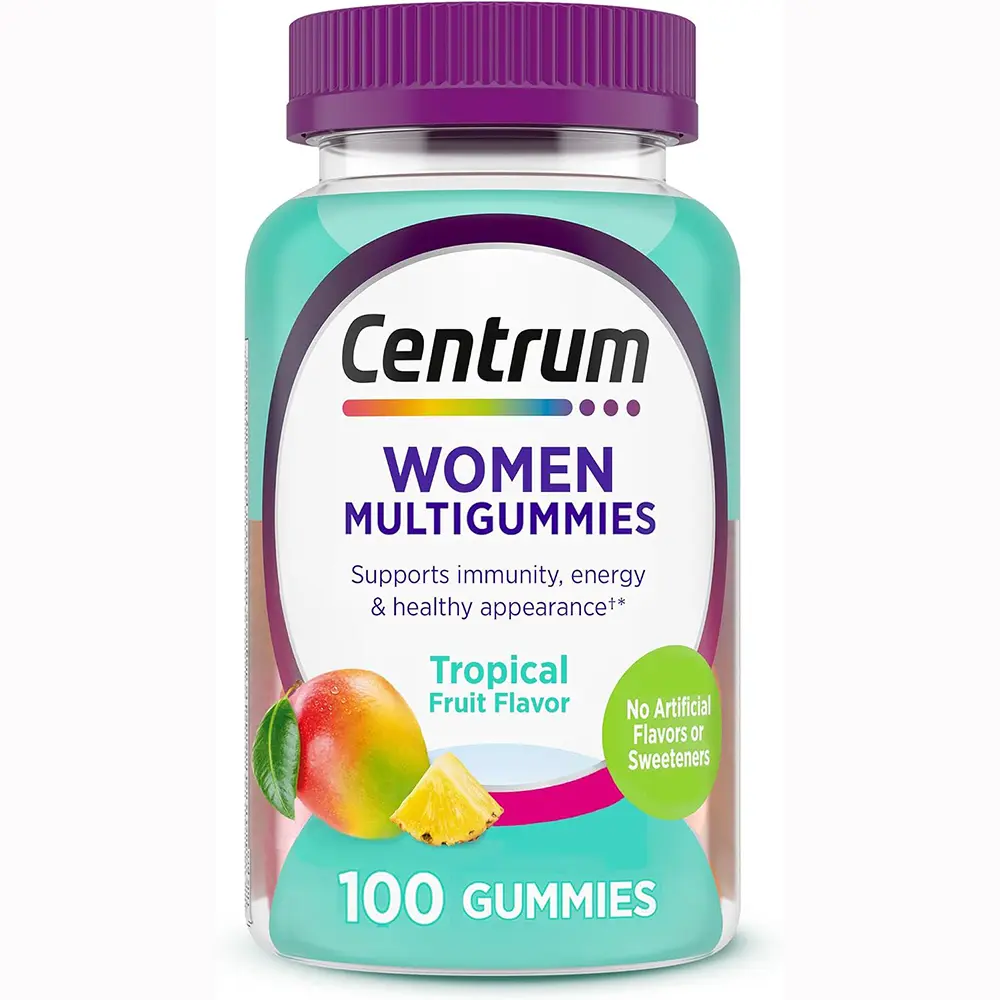 Centrum MultiGummies for Women 18 and Over, 100 Count Contains Vitamin D3, B Vitamins and Antioxidant Vitamins C and E, Gluten Free, Non-GMO Ingredients, GLP-1 Support