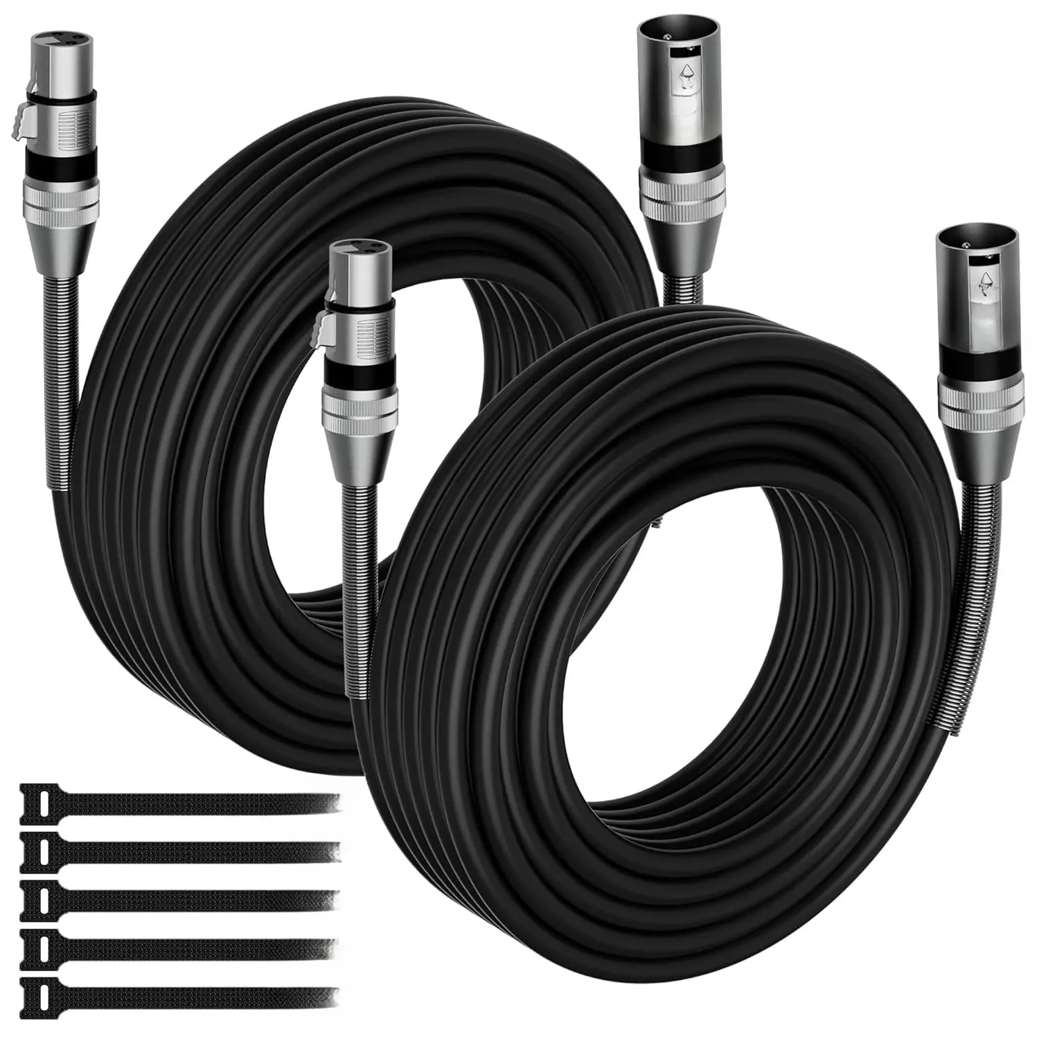 2-Pack DMX XLR  25FT, Stage Lighting , 110 Ohms Impedance DMX Male to Female (XLR Compatible) , 3 Pin Shielded Signal Wire, for XLR DJ Moving  Par Light Mic Mixer Recording Studio