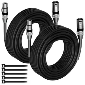 2-Pack DMX XLR  25FT, Stage Lighting , 110 Ohms Impedance DMX Male to Female (XLR Compatible) , 3 Pin Shielded Signal Wire, for XLR DJ Moving  Par Light Mic Mixer Recording Studio