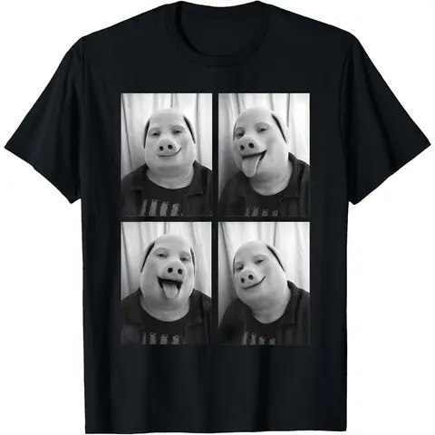 John Pork Photobooth Selfie Meme Funny Brainrot Unhinged T-Shirt Women Men Unisex Cotton Clothing Streetwear