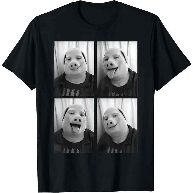 John Pork Photobooth Selfie Meme Funny Brainrot Unhinged T-Shirt Women Men Unisex Cotton Clothing Streetwear