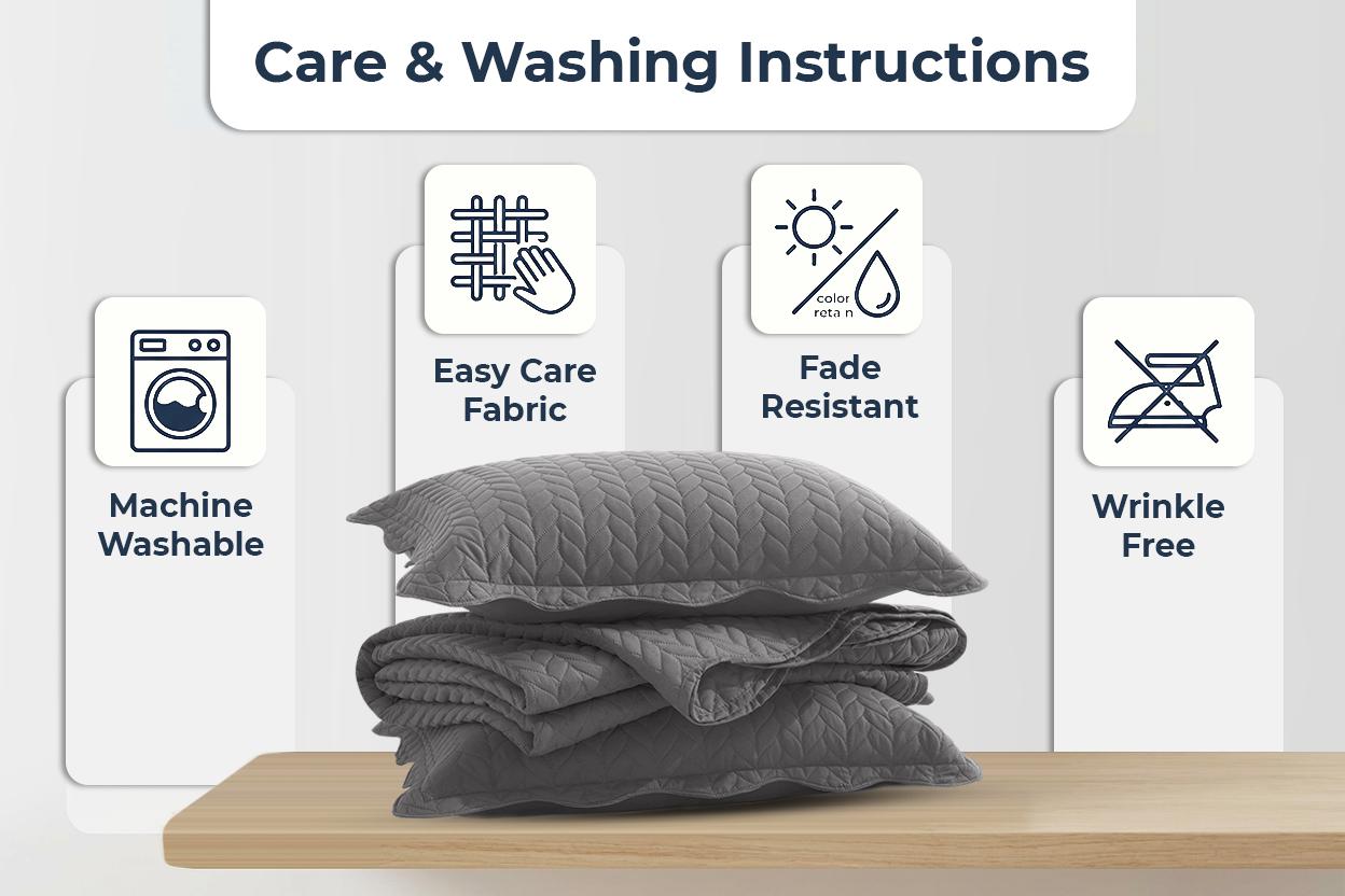 Soft & Breathable 3-Piece Quilted Bedspread – Leaf /  Floral Designs, Skin-Friendly Microfiber, Lightweight Year-Round Bedding – Available in (Twin – 1 Pillow Sham), Queen, King and California King sizes