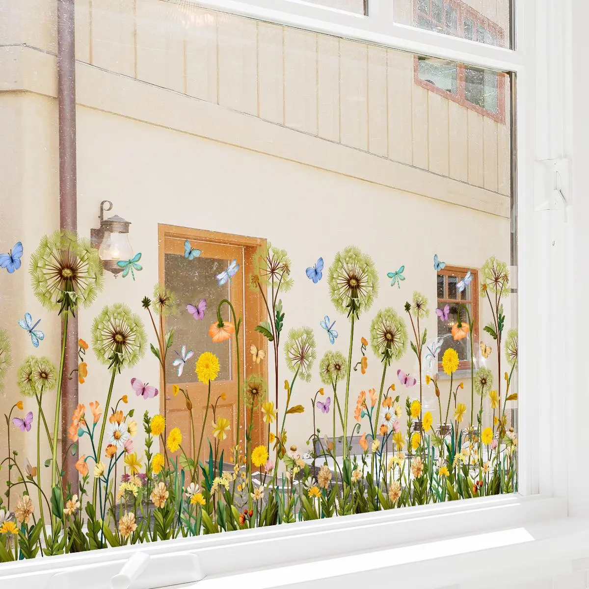 Flower & Dandelion Pattern Window Sticker, 2 Sheets/set Double Sided Window Decal, Decorative Sticker for Home Living Room Bedroom, Ornaments, Floral Pattern Sticker, Floral Stickers
