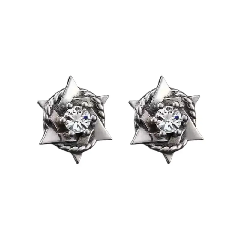 9mm CZ Star Stud Earrings for Men Women Streetwear Punk Hip Hop Unisex Style