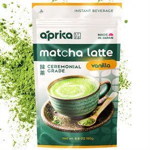 APRIKALIFE Ceremonial Grade Matcha Latte Powder Mix with Natural Vanilla Flavor 6.8 oz Made in Japan Instant Beverage - Tea