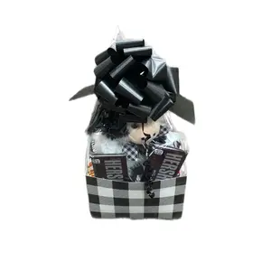 Black and White Cow Plush with Hershey's Kisses Adorable Plush in Plaid Gift Box Perfect for Gifts and Special Occasions