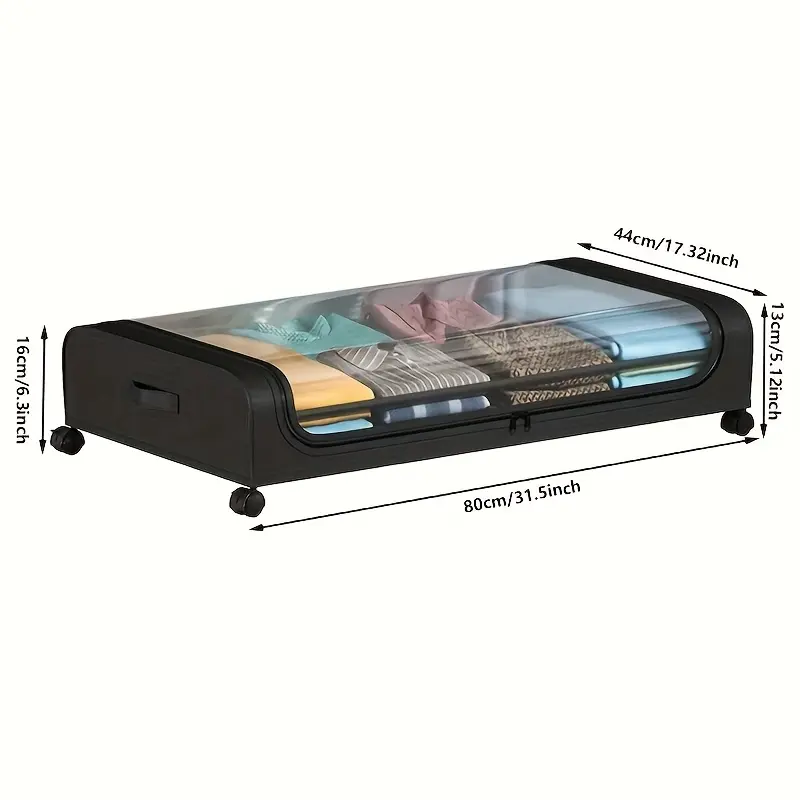 Under Bed Storage Organizer Metal Underbed Bins With Wheels And Lid Metal Underbed Storage Containers Under Bed Rolling Storage For Clothes, Bedding, Shoes, Blankets, Books, Under-Bed Storage