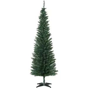 6' Artificial Pencil Christmas Tree, Slim Xmas Tree with 390 Realistic Branch Tips and Plastic Stand, Green