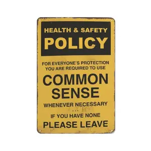Health And Safety Common Senses Sign, 1 Count Funny Tin Sign, Metal Art Poster For Home & Cafe Wall Decor, Mean Girls Decorations, Summer for Gifts
