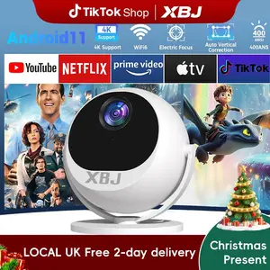 XBJ Native 1080P Projector, 400 ANSI Lumens, Electric Focus & Keystone Correction, WiFi 6 + Bluetooth 5.2, Android 11 OS, HiFi Speakers + Air Mouse, Portable for Outdoor Movie Nights | Perfect Christmas Gift