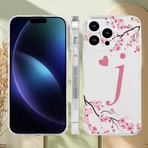 Sakura letter j pattern angel eye transparent phone case suitable for iPhone 17, 16 Pro Max, 16 Pro, 16 Plus, 16, 15/15 Pro/15 Pro Max/15 Plus, 14, 13, 12, 11 Pro Max, XXS, XS Max