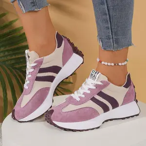Women's Lightweight Vintage Athletic Sneakers, Non-Slip Gum Sole Low-Top Casual Trainers