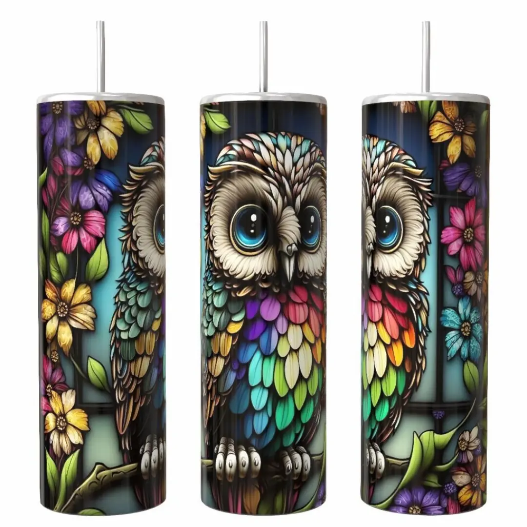 Owl 20oz skinny Tumbler Drinkware Insulated Lid Coffee Portable