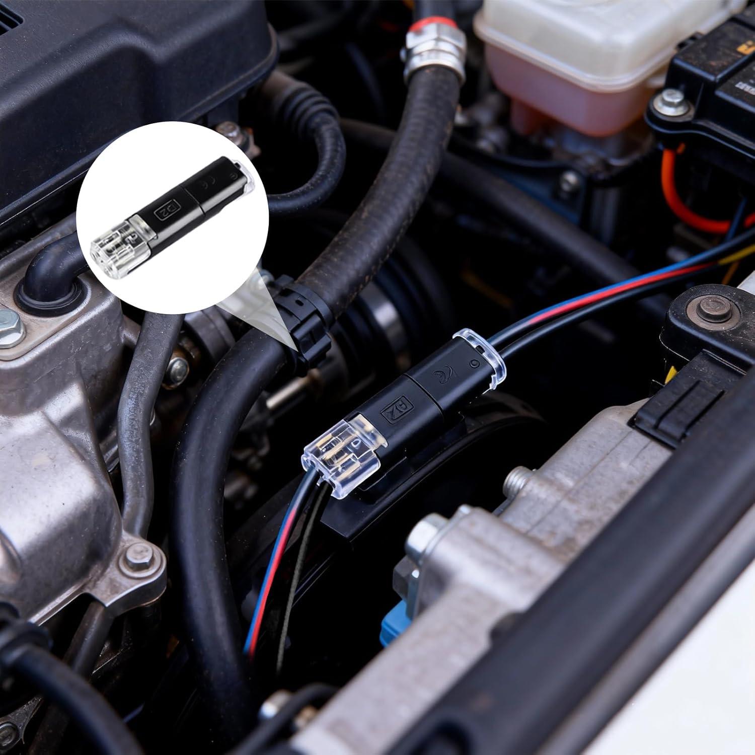 2-Pin Quick Splice Wire Connectors No Stripping, Solderless Auto LED Low Voltage Plugs AWG18-22 w/ Locking Buckle