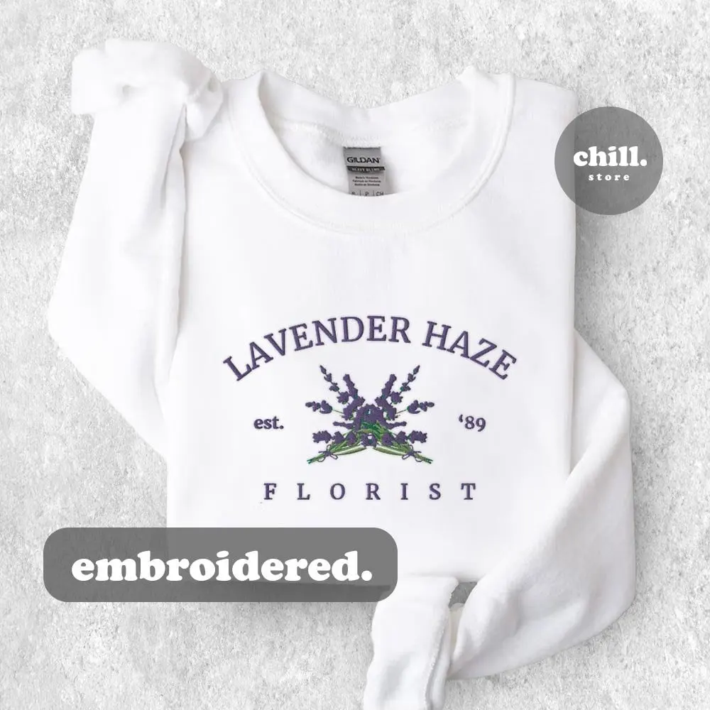 Lavender Haze Florist Sweatshirt , Unisex , Embroidered Sweatshirt , Crewneck Sweatshirt , Swifty , Swiftys